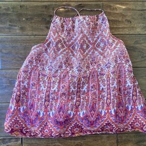 Banana Republic Ramie Halter Tank Small Lined Floral Top Spaghetti Strap